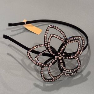 Cara Couture Black Crystal Flower Headband